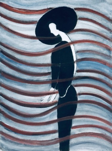 Peinture intitulée "LA DAME  EN VAGUES" par Nilda Raw, Œuvre d'art originale, Huile
