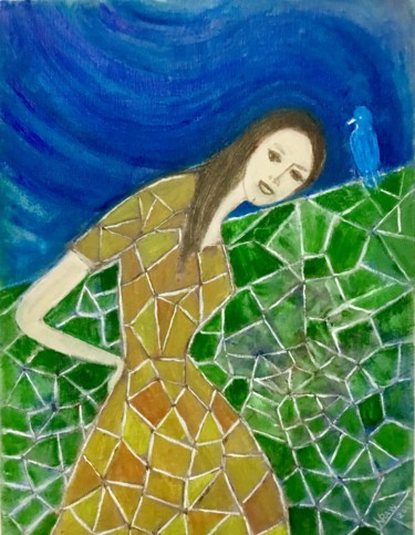 Painting titled "CONSEIL DE L’OISEAU…" by Nilda Raw, Original Artwork, Oil
