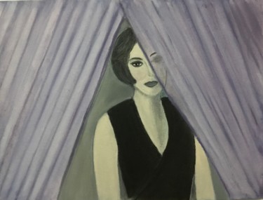 Malerei mit dem Titel "LOOKING" von Nilda Raw, Original-Kunstwerk, Öl