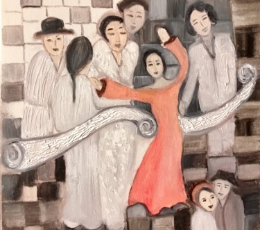Peinture intitulée "THE PARTY" par Nilda Raw, Œuvre d'art originale, Huile