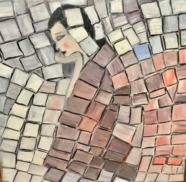 Painting titled "THE CUBIST GUEISHA" by Nilda Raw, Original Artwork, Oil