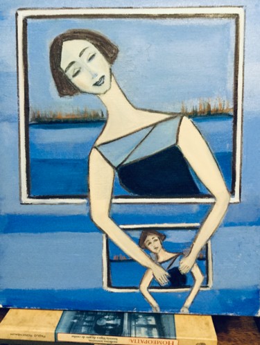 Painting titled "Lá finestra" by Nilda Raw, Original Artwork, Oil