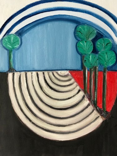 Картина под названием "Oasis" - Nilda Raw, Подлинное произведение искусства, Масло