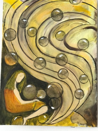 Painting titled "Borbulhas" by Nilda Raw, Original Artwork, Oil