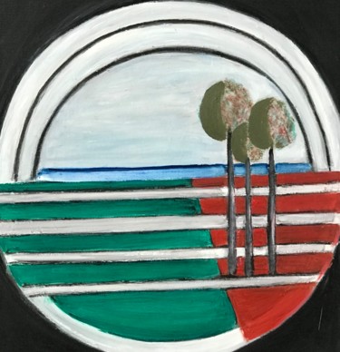 Painting titled "Platö verde" by Nilda Raw, Original Artwork, Oil