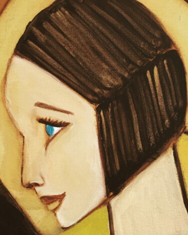 Painting titled "Garota" by Nilda Raw, Original Artwork, Oil