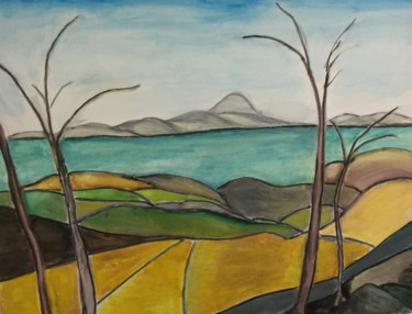 Peinture intitulée "Paisagem" par Nilda Raw, Œuvre d'art originale, Gouache