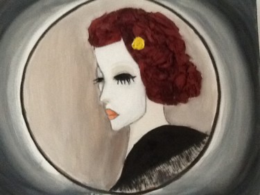 Pintura intitulada "Garota ruiva" por Nilda Raw, Obras de arte originais, Guache