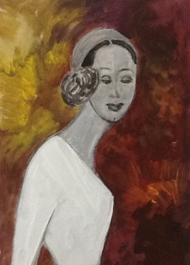 Painting titled "Jovem dama" by Nilda Raw, Original Artwork, Other