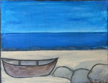 Painting titled "The ocean waits" by Nilda Raw, Original Artwork, Acrylic