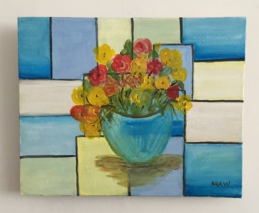 Painting titled "Flowers in the sky" by Nilda Raw, Original Artwork, Acrylic