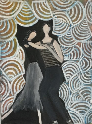 Pintura intitulada "Dancing  in the Wav…" por Nilda Raw, Obras de arte originais, Guache