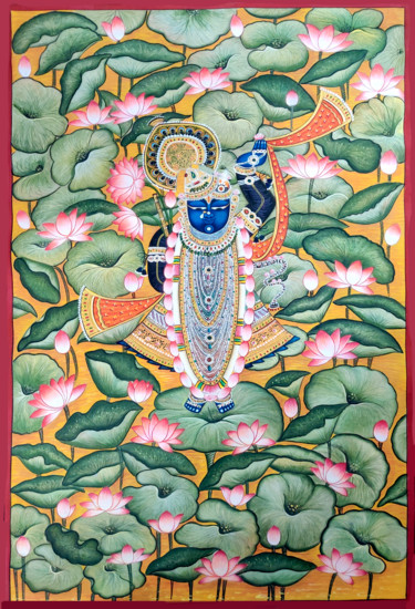 Картина под названием "Nathdwara Shrinath…" - Nilesh Soni, Подлинное произведение искусства, Акварель