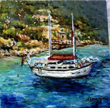 Painting titled "Mavitur2008(Bluetou…" by Nilgün Gündüz, Original Artwork, Oil