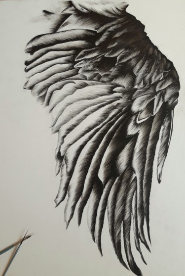 Картина под названием "Крылья ангела" - Нина Аракелян, Подлинное произведение искусства, Акварель Установлен на Деревянная п…