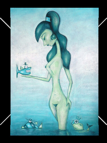 Dibujo titulada "Jade mit Busen" por Nina Boos, Obra de arte original, Tiza
