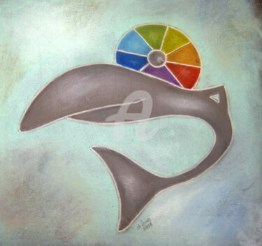 Painting titled "Regenbogenfisch" by Nina Boos, Original Artwork, Pastel