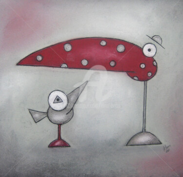 Zeichnungen mit dem Titel "Regenschutz" von Nina Boos, Original-Kunstwerk, Kreide