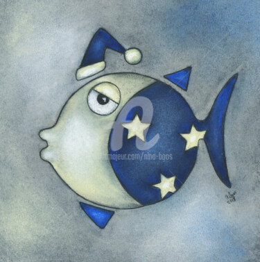 Rysunek zatytułowany „Mondfisch” autorstwa Nina Boos, Oryginalna praca, Kreda