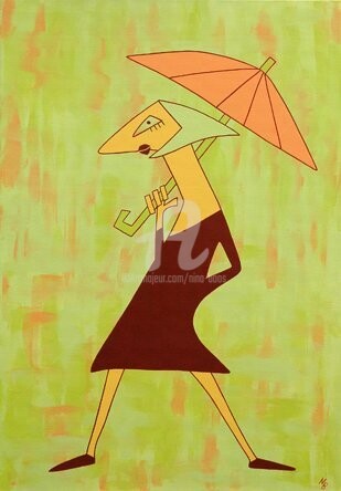 Painting titled "Parapluie" by Nina Boos, Original Artwork, Other