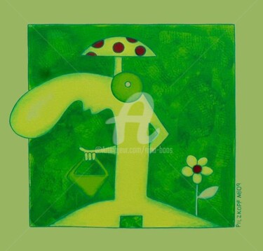 Malerei mit dem Titel "Pilzkopf" von Nina Boos, Original-Kunstwerk, Andere