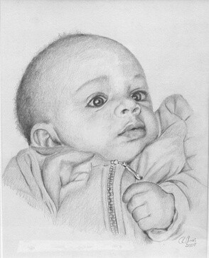 Drawing titled "Baby Bohan" by Nina Boos, Original Artwork, Other