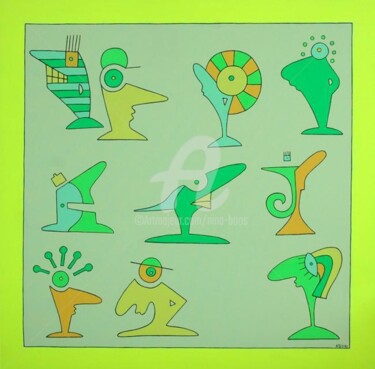 Malerei mit dem Titel "Die Grünen" von Nina Boos, Original-Kunstwerk, Andere
