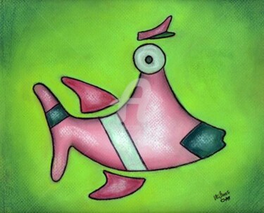 Malerei mit dem Titel "Pilotfisch" von Nina Boos, Original-Kunstwerk, Andere