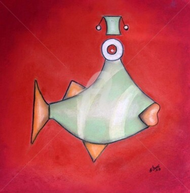 Painting titled "Tarnfisch" by Nina Boos, Original Artwork, Other