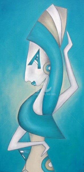 Painting titled "Amy / blau" by Nina Boos, Original Artwork, Other
