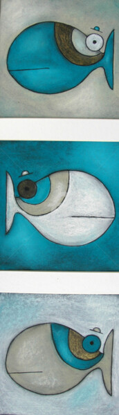 Zeichnungen mit dem Titel "Fischmarkt" von Nina Boos, Original-Kunstwerk, Kreide