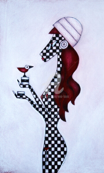 Zeichnungen mit dem Titel "Dame" von Nina Boos, Original-Kunstwerk, Kreide