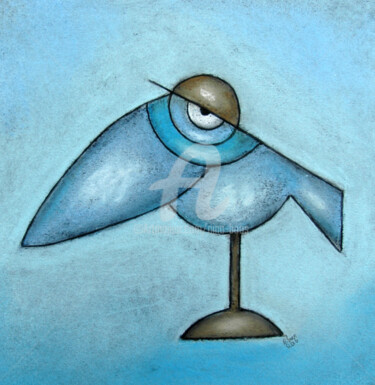 Disegno intitolato "Blaumeise" da Nina Boos, Opera d'arte originale, Gesso