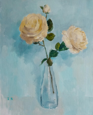 Peinture intitulée "Roses" par Nina Ezerskaya, Œuvre d'art originale, Huile Monté sur Châssis en bois