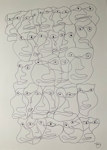 Zeichnungen mit dem Titel "Die Reaktionen" von Nina Gogia, Original-Kunstwerk, Marker