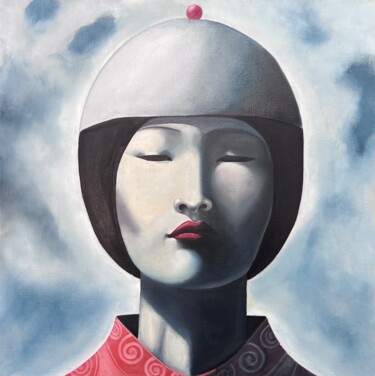 Картина под названием "Red Bead" - Nina Grighel, Подлинное произведение искусства, Масло Установлен на Деревянная рама для н…