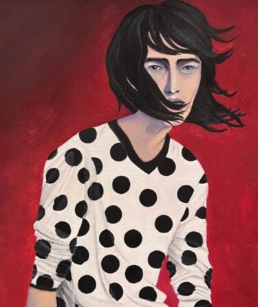 Картина под названием "Young man" - Nina Grighel, Подлинное произведение искусства, Масло Установлен на Деревянная рама для…