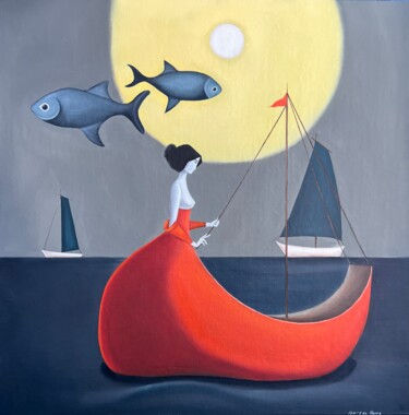 绘画 标题为“Regatta on the Rhine” 由Nina Grighel, 原创艺术品, 油