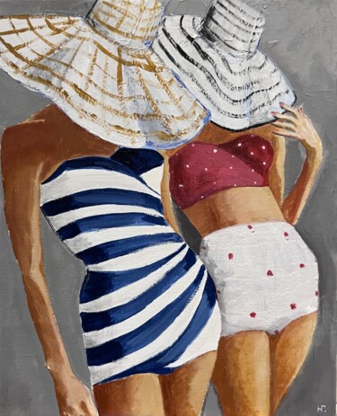 绘画 标题为“To the beach” 由Nina Grighel, 原创艺术品, 丙烯 安装在木质担架架上