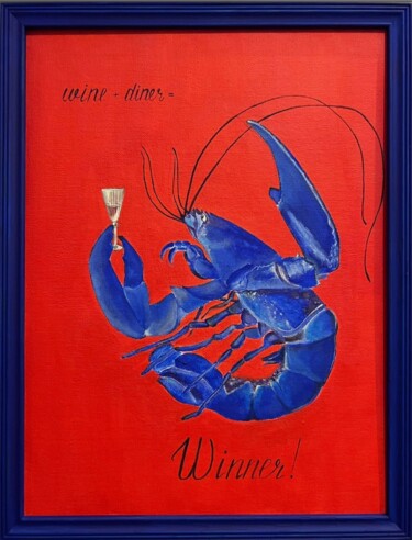 Painting titled "Lobster is blue on…" by Nina Grighel, Original Artwork, Acrylic