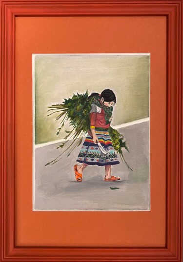 Pintura titulada "The Peruvian child" por Nina Grighel, Obra de arte original, Oleo