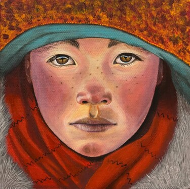 Painting titled "From the cold" by Nina Grighel, Original Artwork, Acrylic Mounted on Wood Stretcher frame