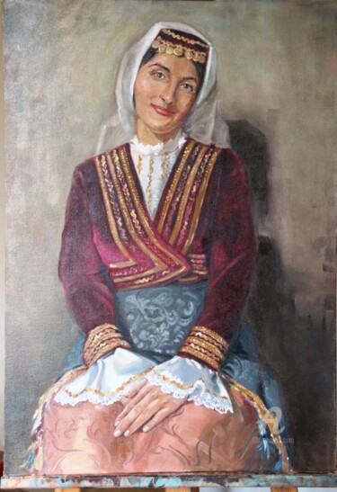 Painting titled "Понтийская гречанка" by Nina Ioannidy, Original Artwork, Oil