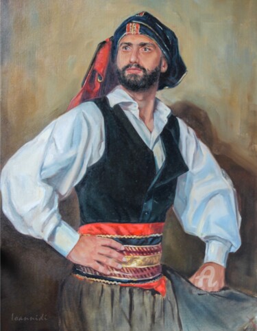 Painting titled "Понтийский грек" by Nina Ioannidy, Original Artwork, Oil