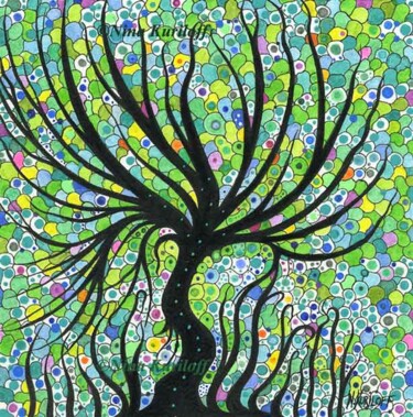 Drawing titled "Leafy Tree II" by Nina Kuriloff, Original Artwork, Ink