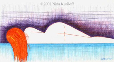Painting titled "Reclining Nude in B…" by Nina Kuriloff, Original Artwork, Oil