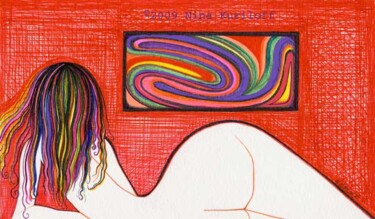 Painting titled "Reclining Nude with…" by Nina Kuriloff, Original Artwork, Oil