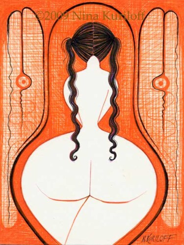 Painting titled "Halloween Nude" by Nina Kuriloff, Original Artwork, Oil