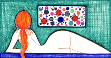 Pittura intitolato "Reclining Nude with…" da Nina Kuriloff, Opera d'arte originale, Olio