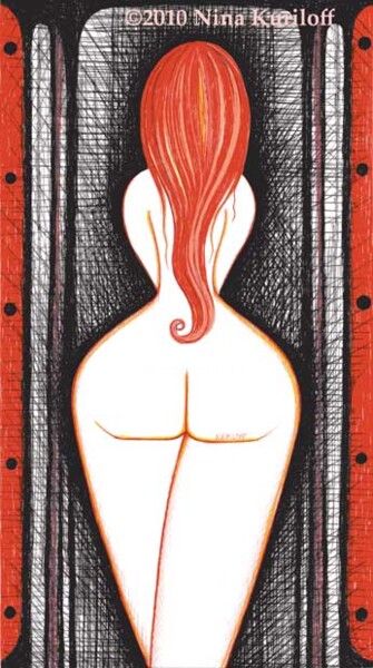 Malerei mit dem Titel "Tall Nude" von Nina Kuriloff, Original-Kunstwerk, Öl